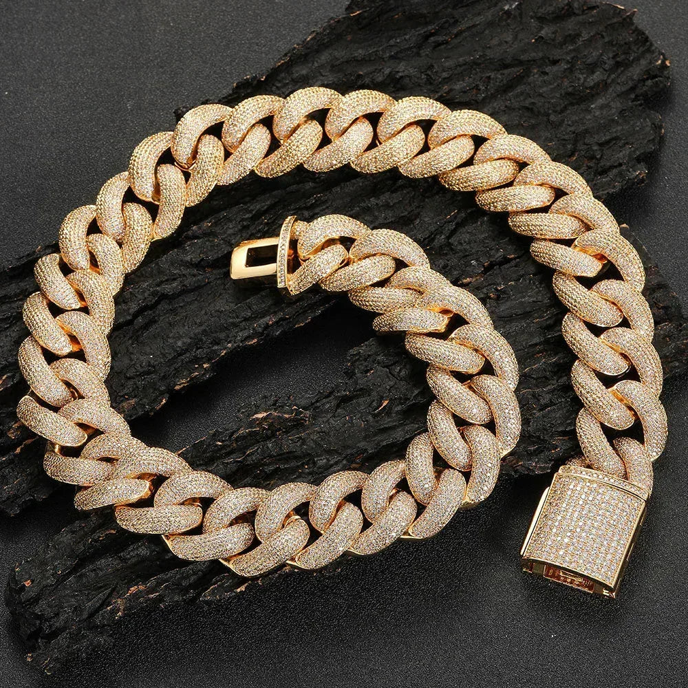 25mm Iced Out Bubble Cuban Chain Necklace Zircon Cuban Link - CaratixJewelry
